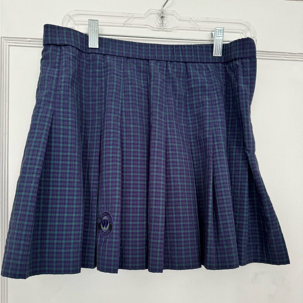 Wimbledon Pleated Mini Skirt in Navy and Forest Green Tartan